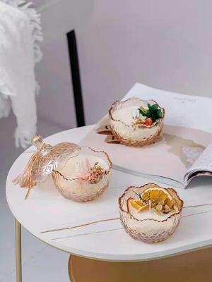شمع معطر سفارشی موم سویا لوکس Aroma Home با درب شیشه ای