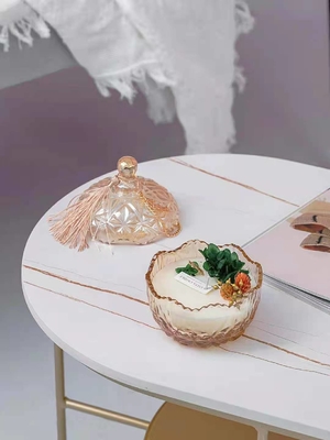 شمع معطر سفارشی موم سویا لوکس Aroma Home با درب شیشه ای
