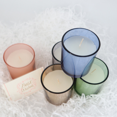 شمع معطر موم سویا شیشه ای رنگارنگ خانگی 2022 Aroma Home