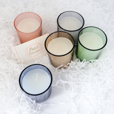 شمع معطر موم سویا شیشه ای رنگارنگ خانگی 2022 Aroma Home