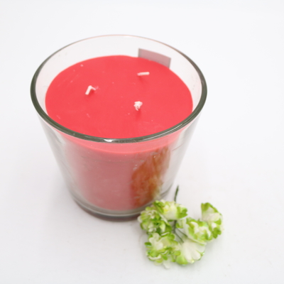 شمع پارافین ساده قرمز معطر سفارشی آروما در شیشه شیبدار