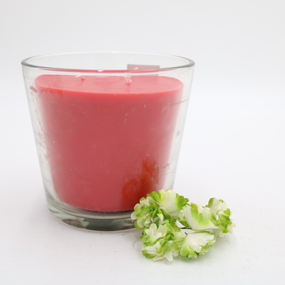 شمع پارافین ساده قرمز معطر سفارشی آروما در شیشه شیبدار