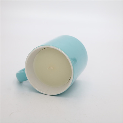 شمع سویا سرامیکی معطر 5.5 اونس فنجان چای گرد آبی براق خانگی Aroma Home