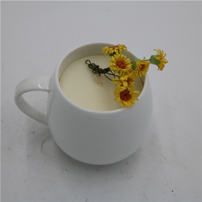 شمع لیوان چای سرامیکی واکس سویا معطر مات سفید گرد 6 اونس