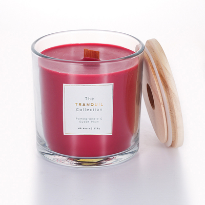 شمع معطر پارچ شیشه ای وزن موم 380 گرمی با درب چوبی
